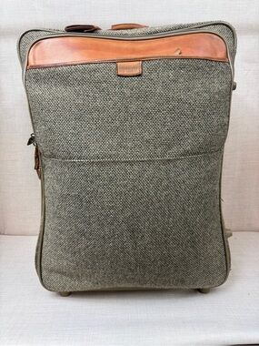 Hartmann Olive Tweed Rolling Carry-On with Tan Leather Trim